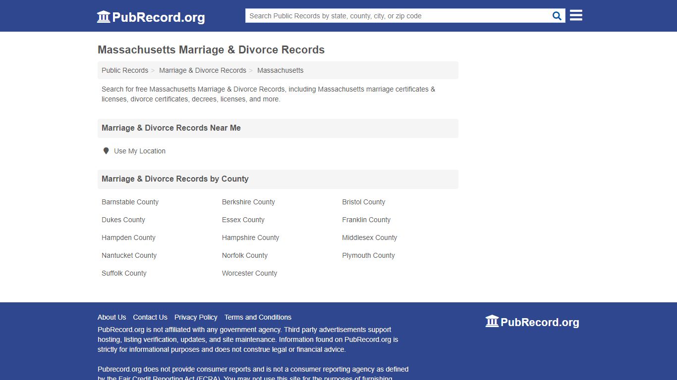 Free Massachusetts Marriage & Divorce Records - PubRecord.org